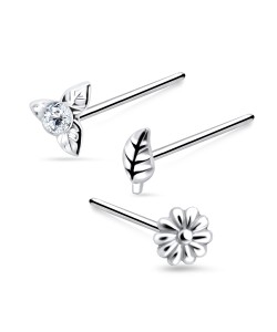 3 Silver Nose Stud Sets NSK-SET-1104